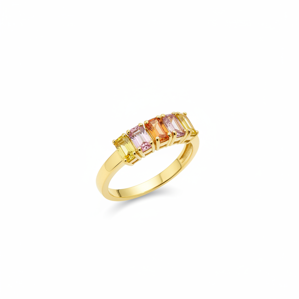 My Jewellery Ring Goldfarben – bunte Steine, Größe 17
