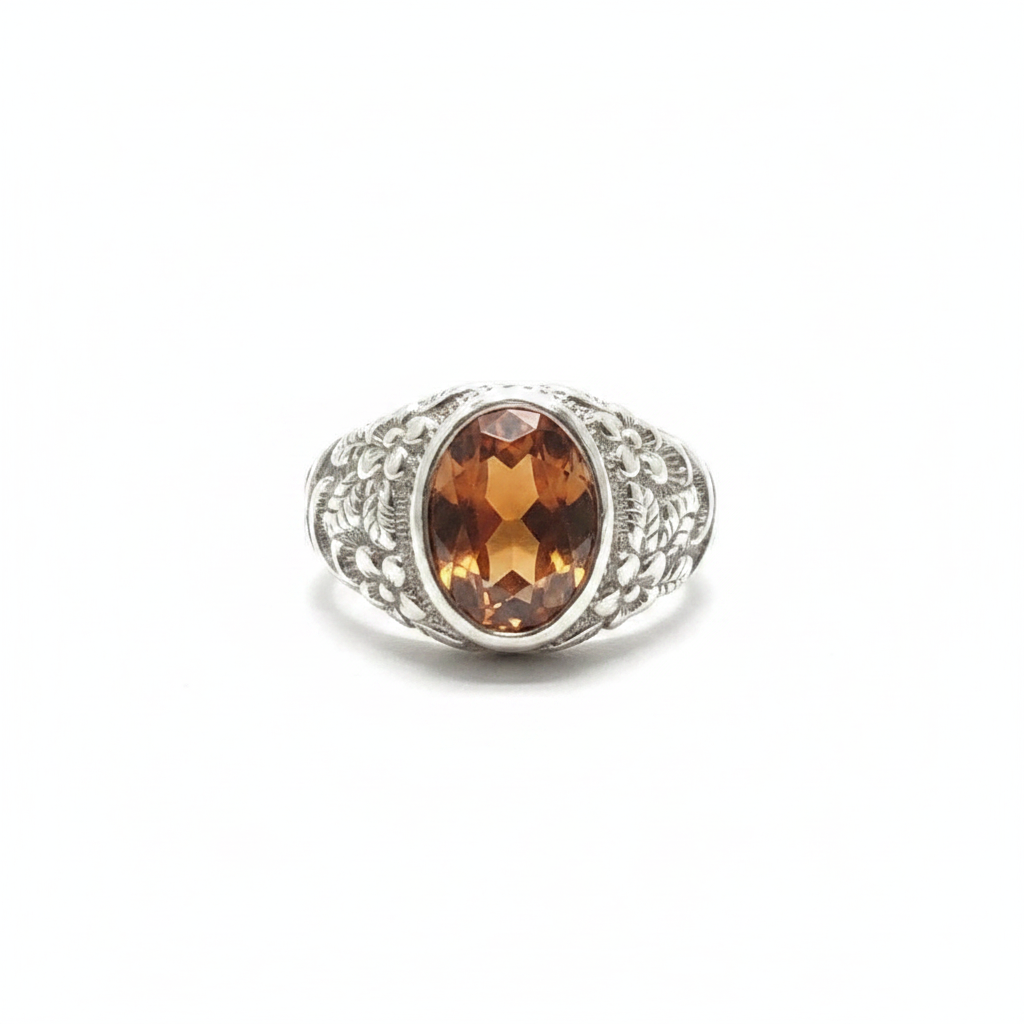 My Jewellery Ring Silber – oranger ovaler Stein, Größe 15
