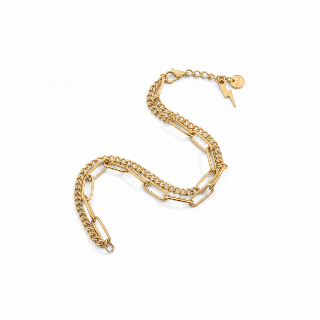 Damen-Armband Gold – Layerkette zweireihig
