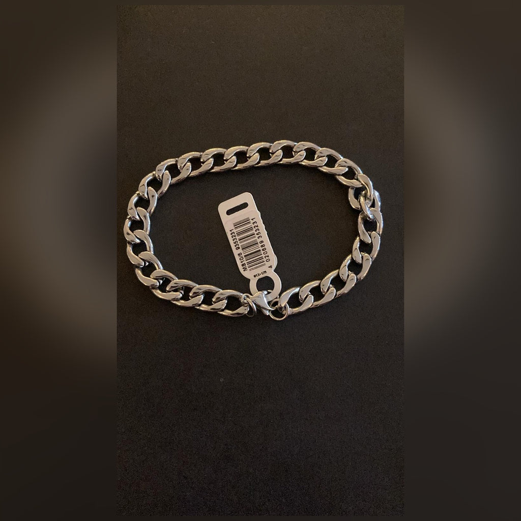 Herren-Panzerarmband Edelstahl silber, breit
