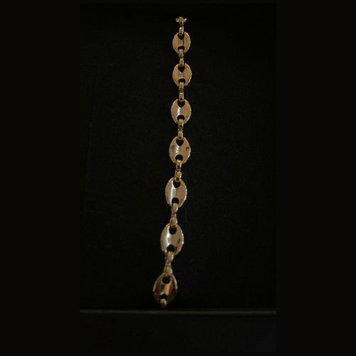 Damenarmband gold, Kaffeebohnen-Glieder