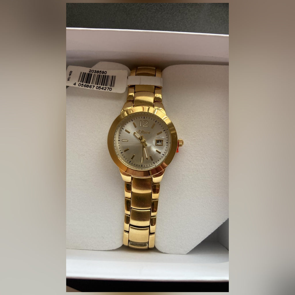s.Oliver Uhr 2038590 goldfarben mit Datumsanzeige