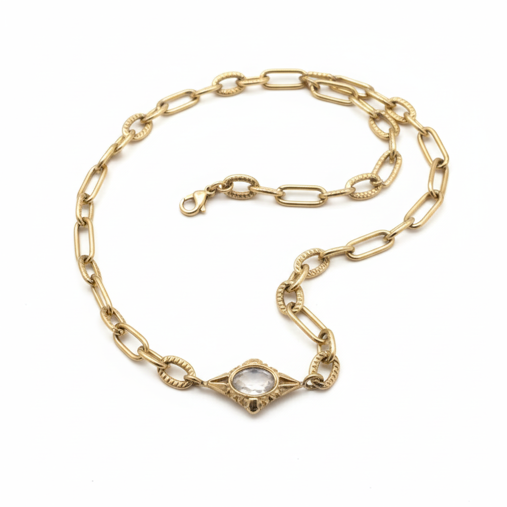 Damenarmband gold – Glieder mit ovalem Kristallstein