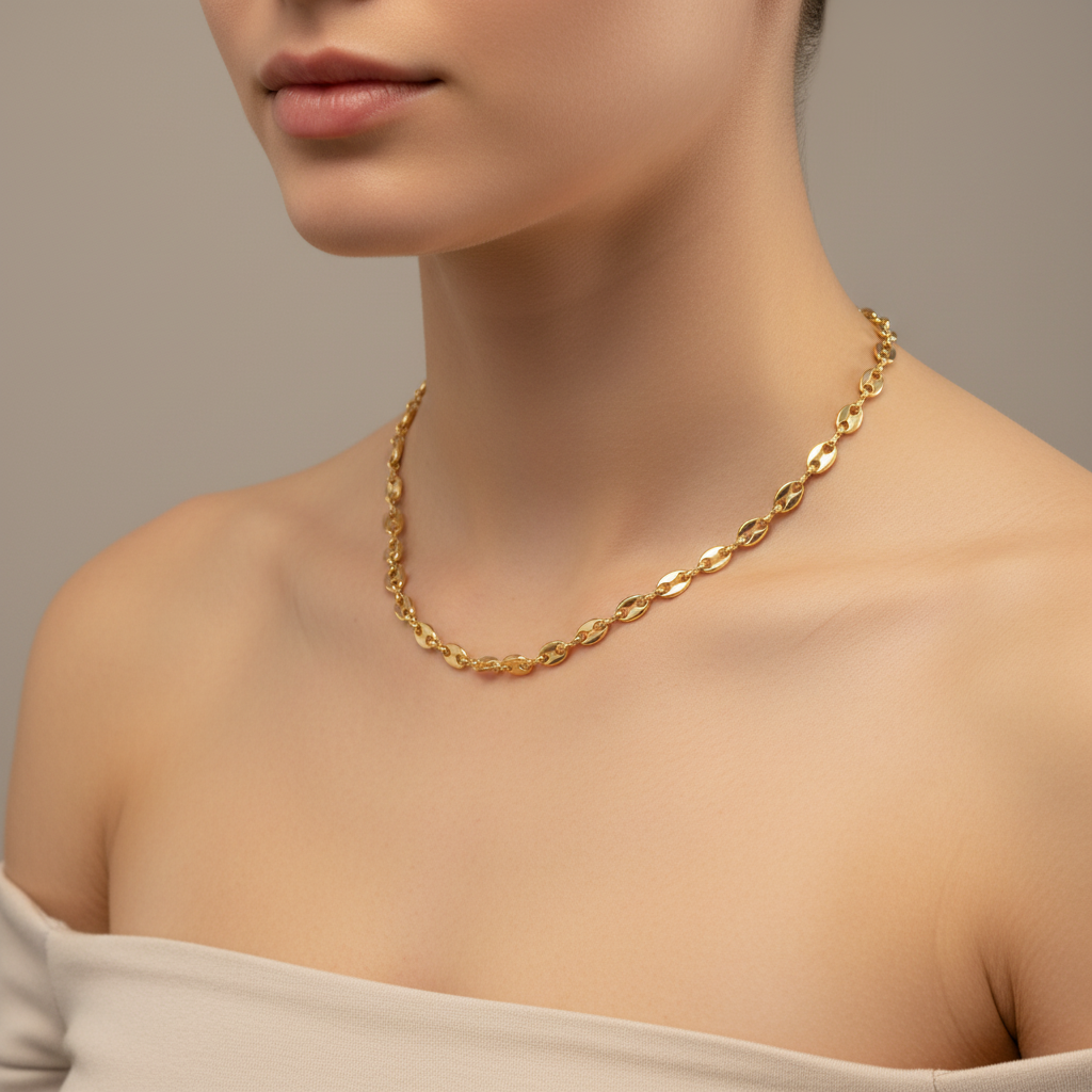 Noelani Halskette gold – Marinerglieder aus Edelstahl