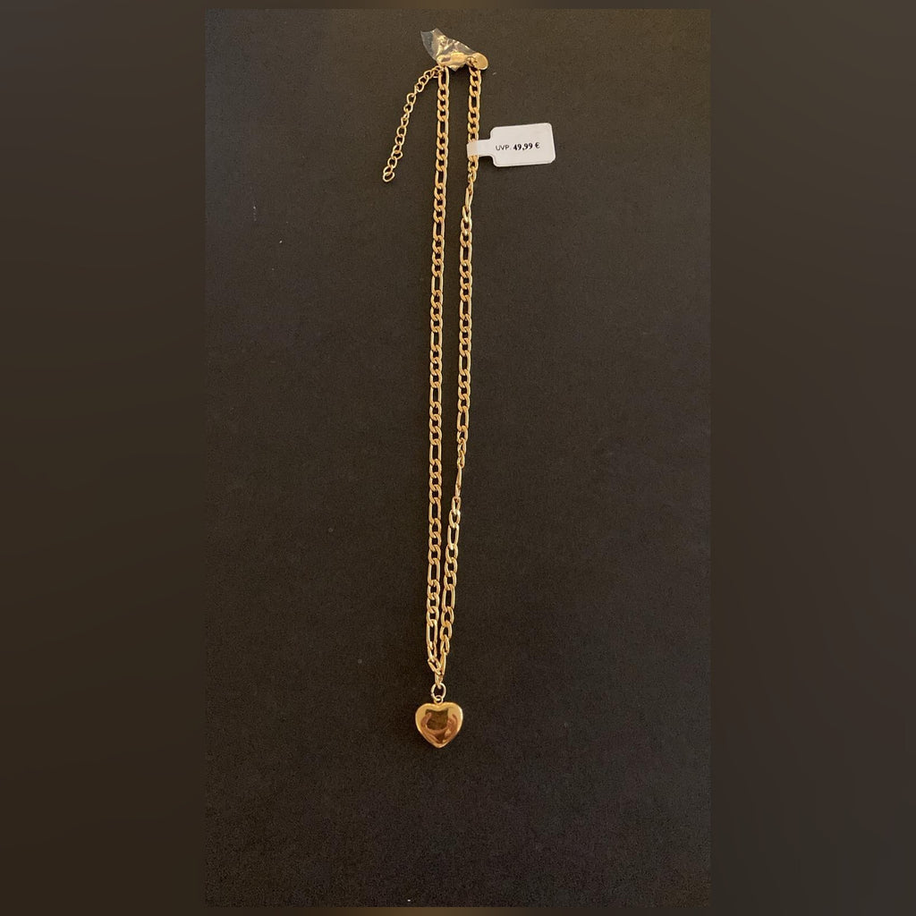 Halskette gold Figaro mit Herz-Anhaenger