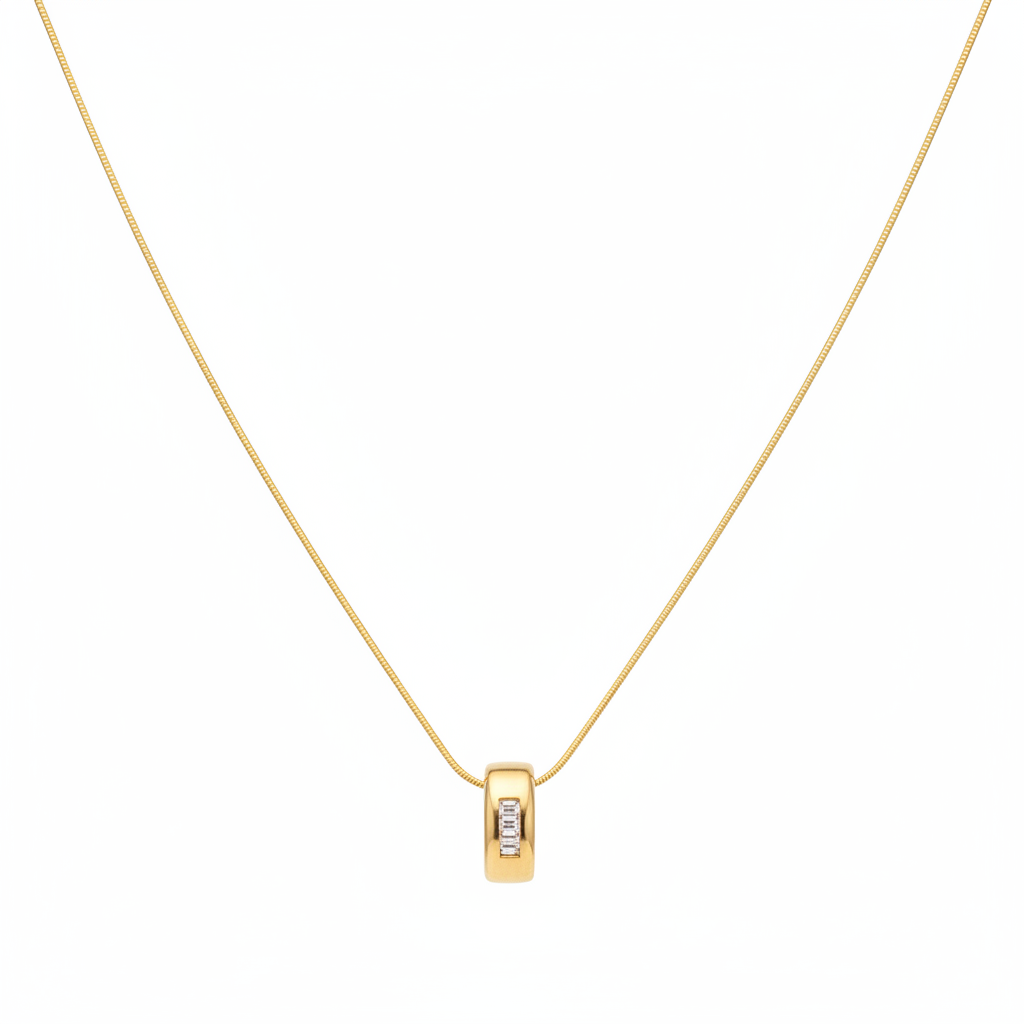 Noelani Halskette gold – Schlangenkette mit Ring-Anhänger