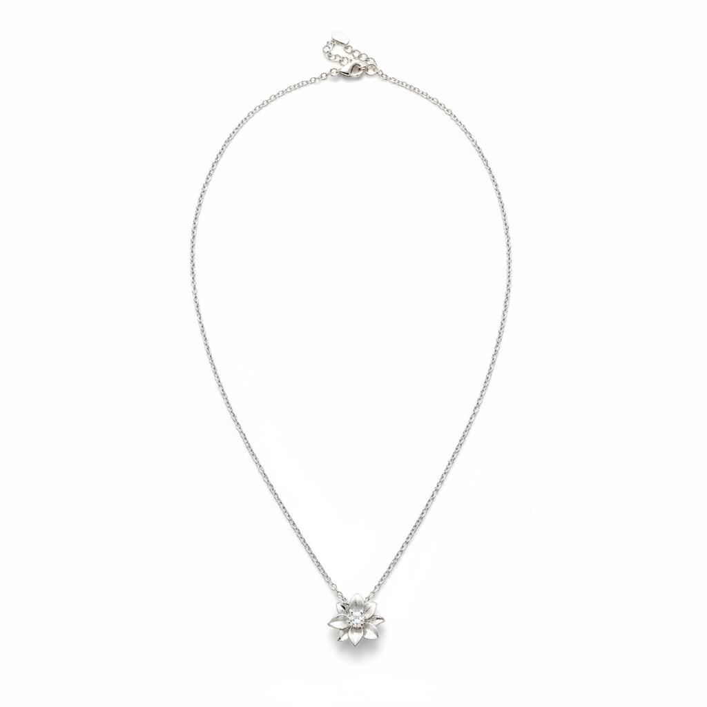 Noelani Silberkette – Blüten-Anhänger mit Zirkonia