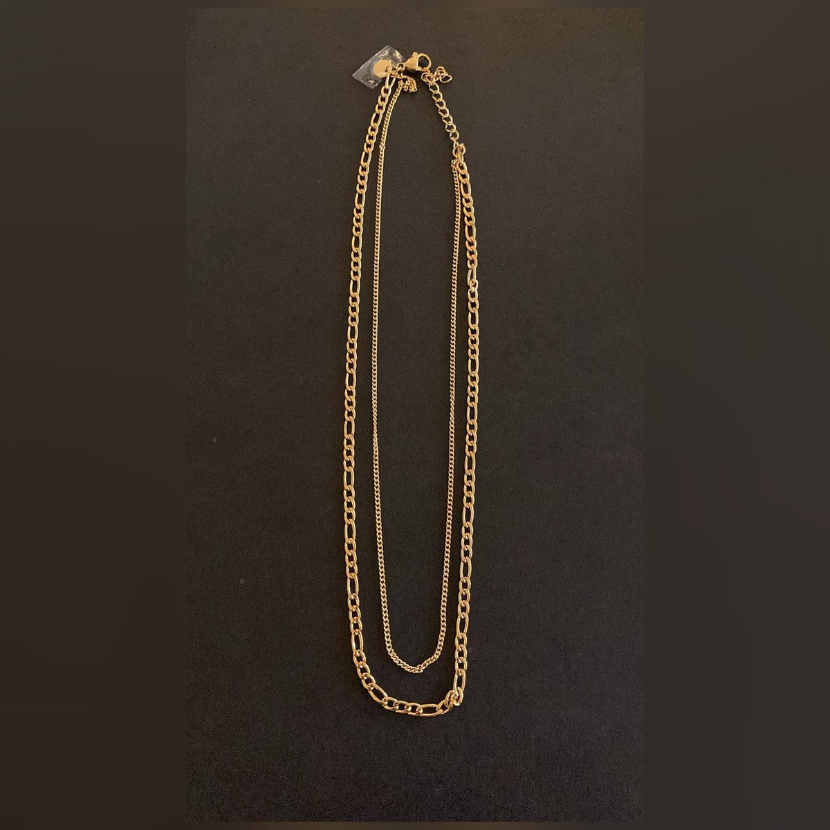 Damen-Layerkette gold, zweireihig Figaro und Panzer