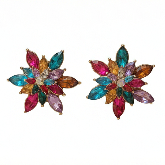Ohrstecker Blume/Stern – bunte Kristalle