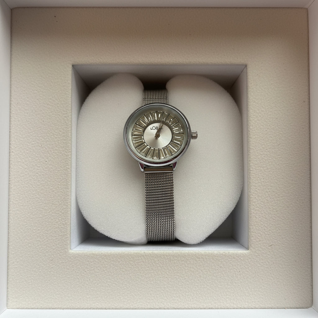 s.Oliver Damenuhr silberfarben mit Milanaise-Armband
