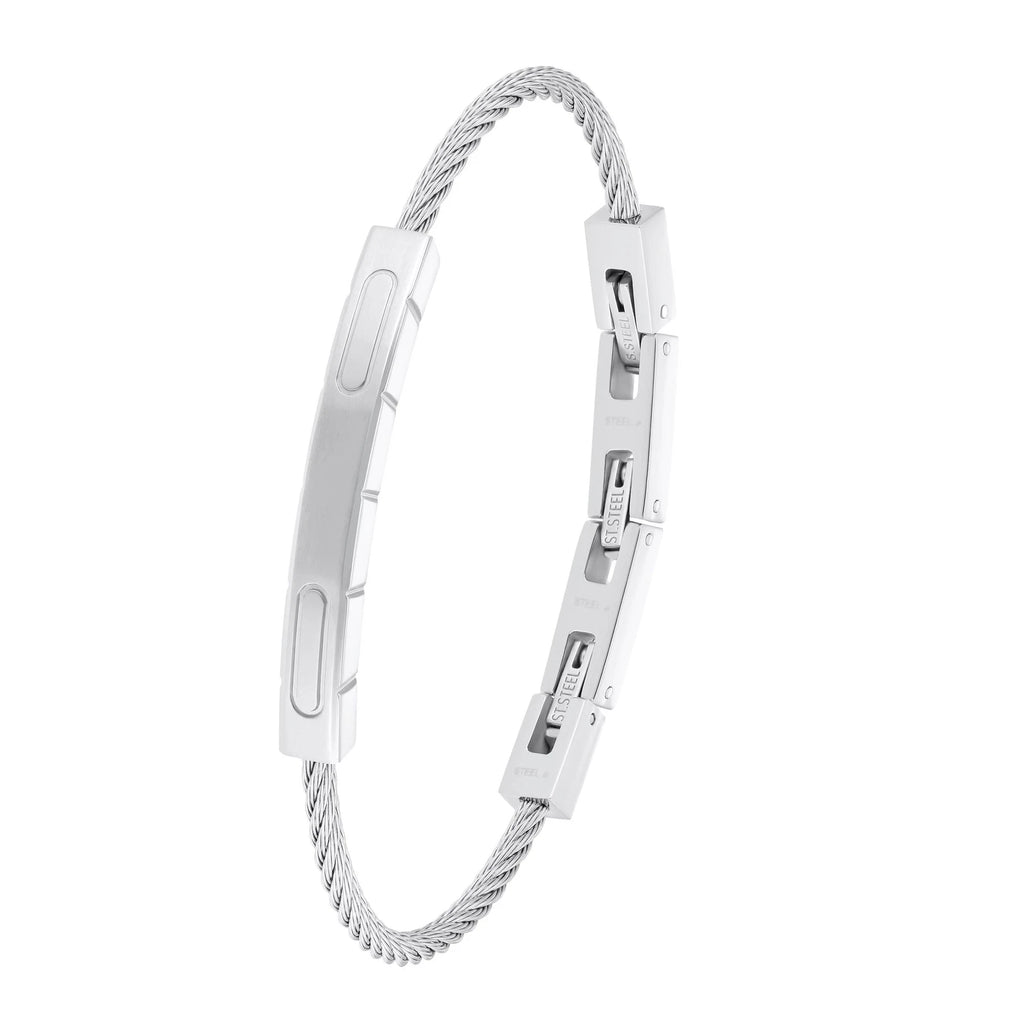 s.Oliver Cable-Armreif silber – gerippte Segmente