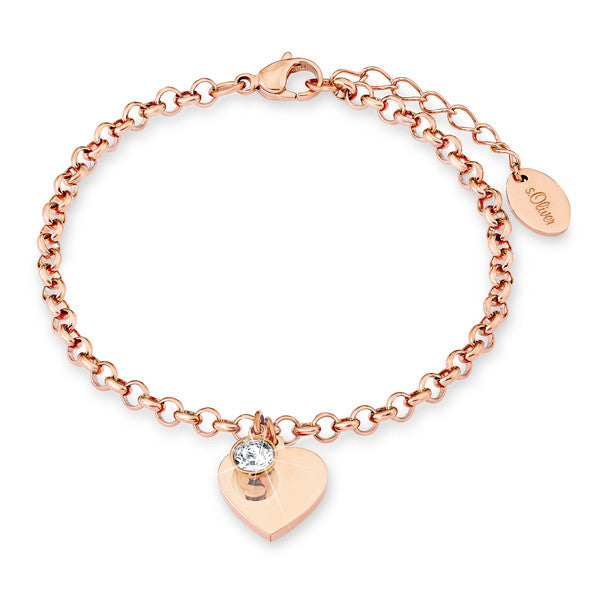 s.Oliver Armband roségold – Erbskette mit Herz
