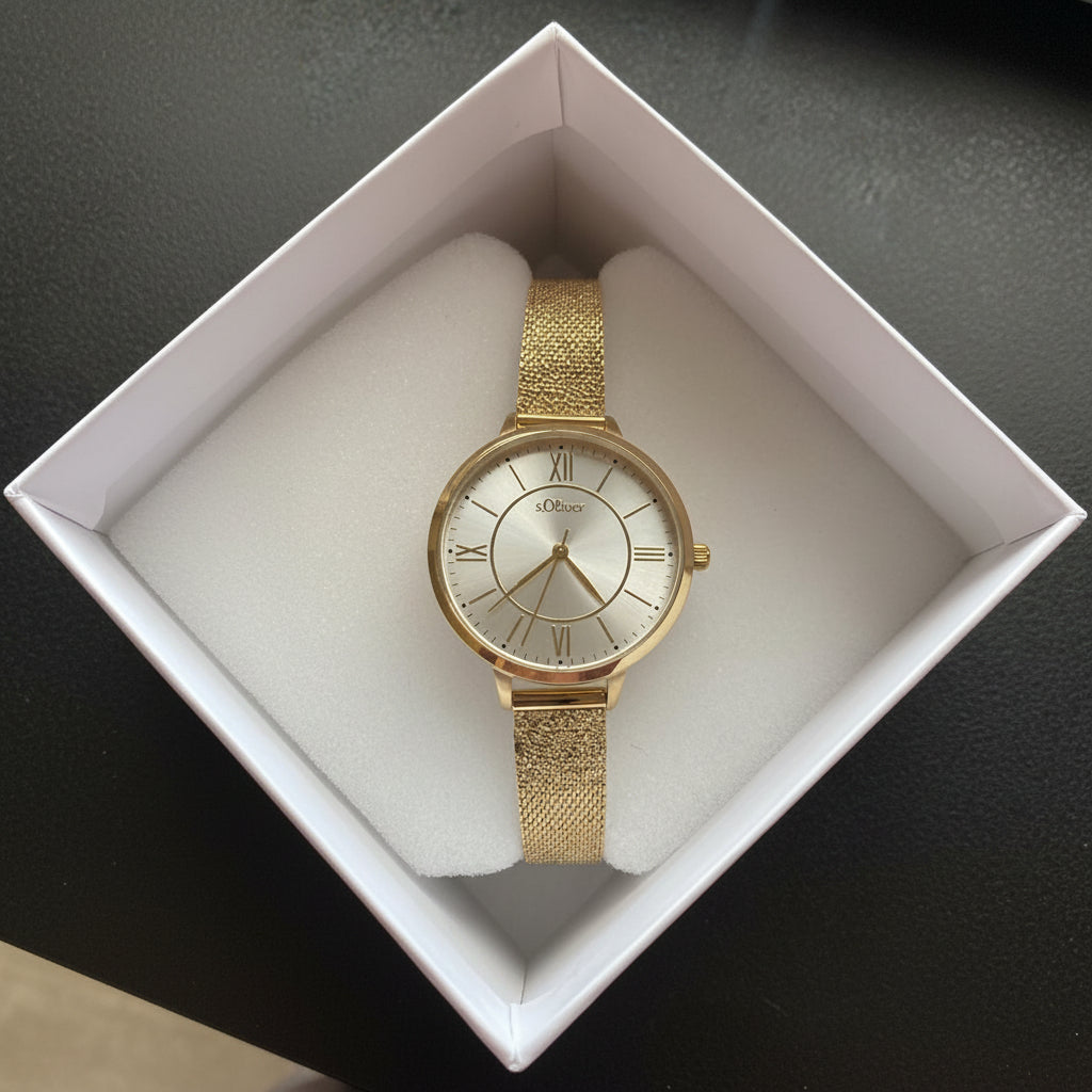 s.Oliver Uhr gold – Mesh mit römischen Ziffern