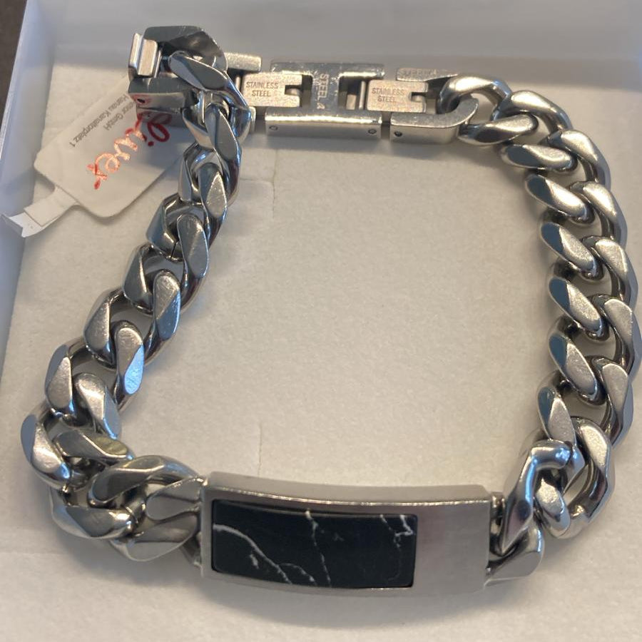 s.Oliver ID-Panzerarmband – Edelstahl mit Marmor-Element