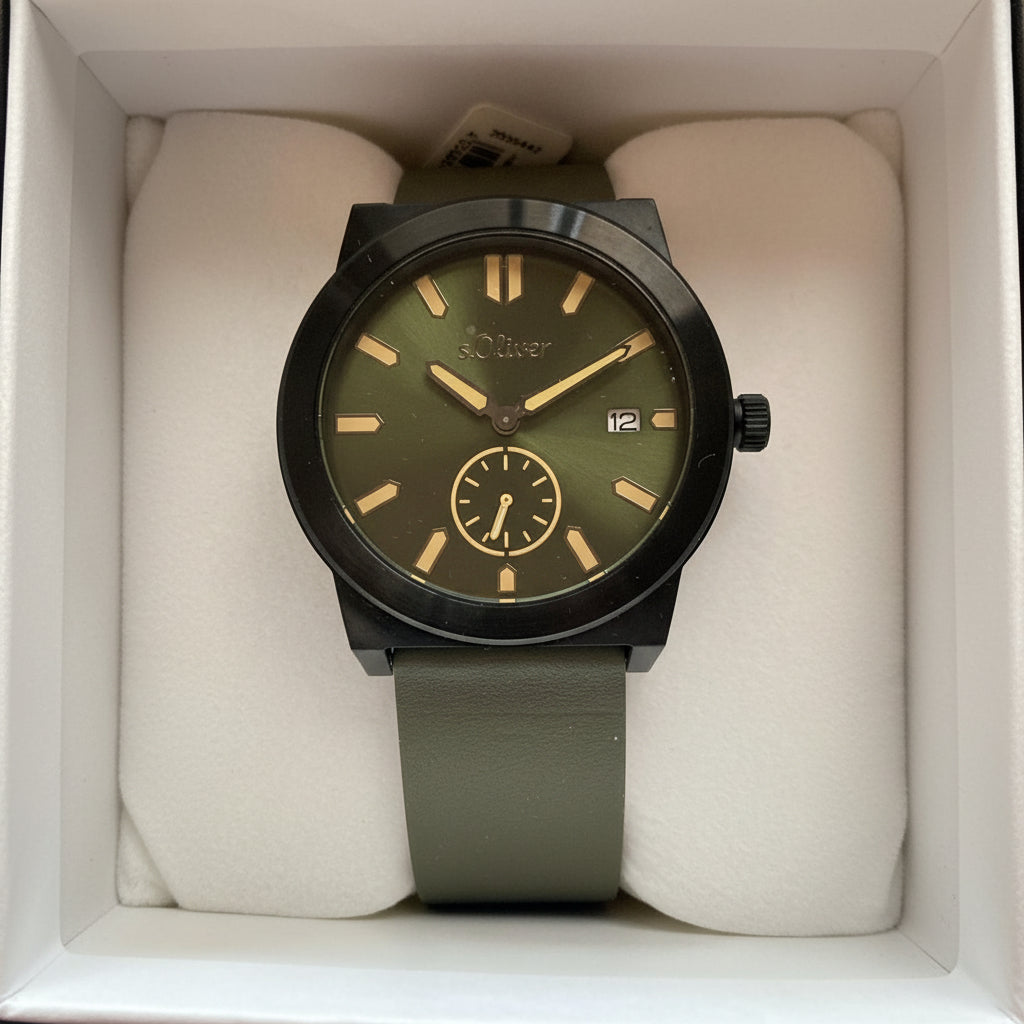 s.Oliver Herrenuhr 2035442 – oliv mit kleiner Sekunde