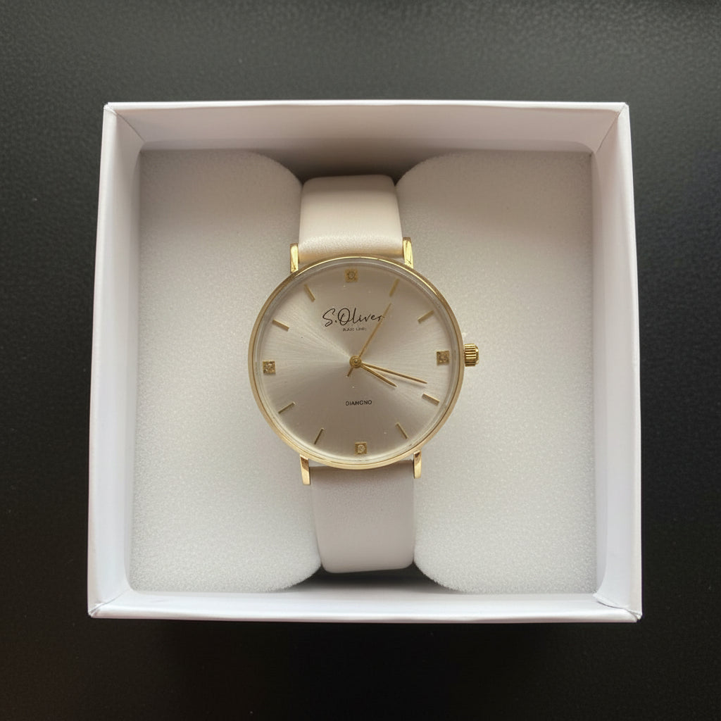 s.Oliver Damenuhr 2040105 – gold mit hellem Leder