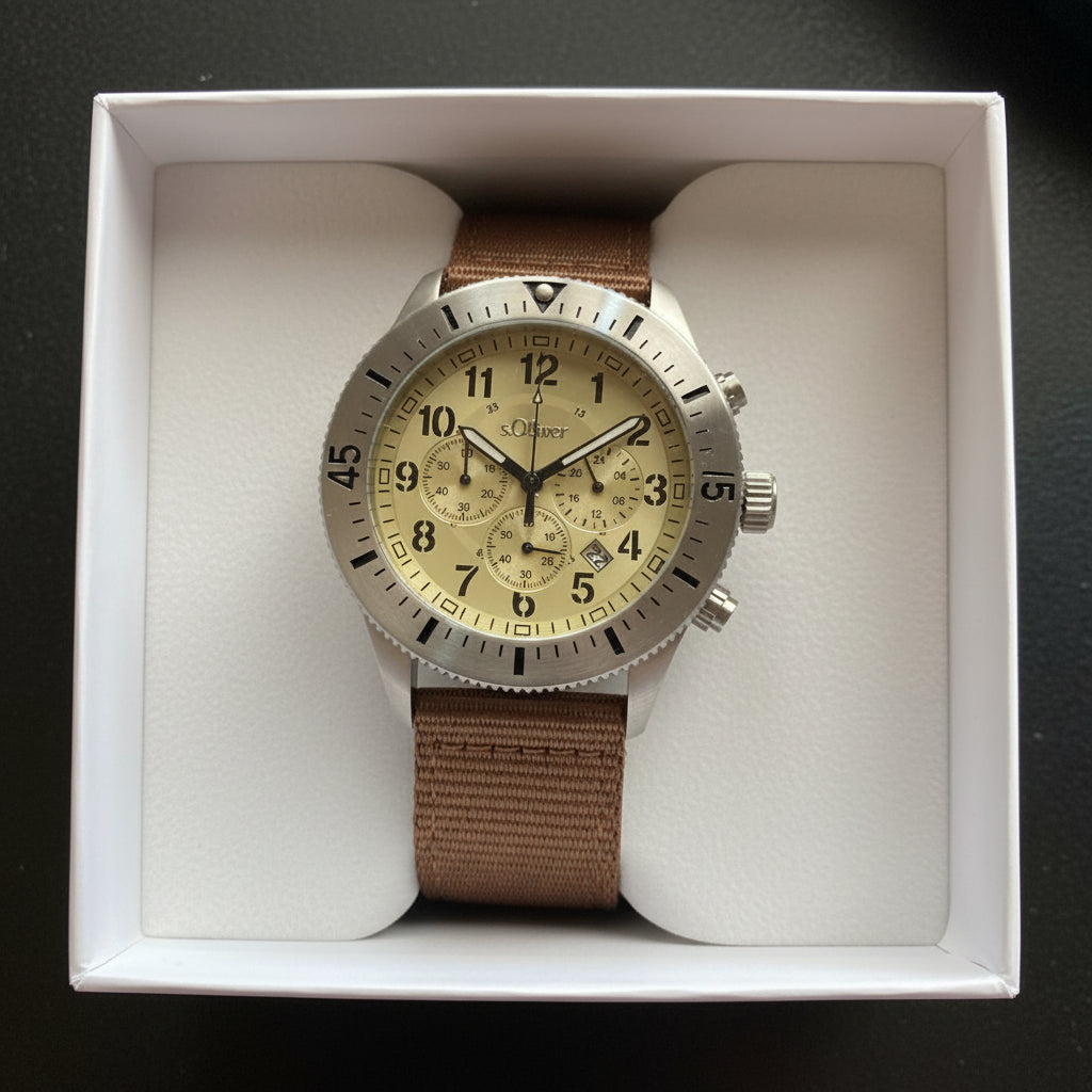 s.Oliver Chronograph 2033500 – Textilarmband braun