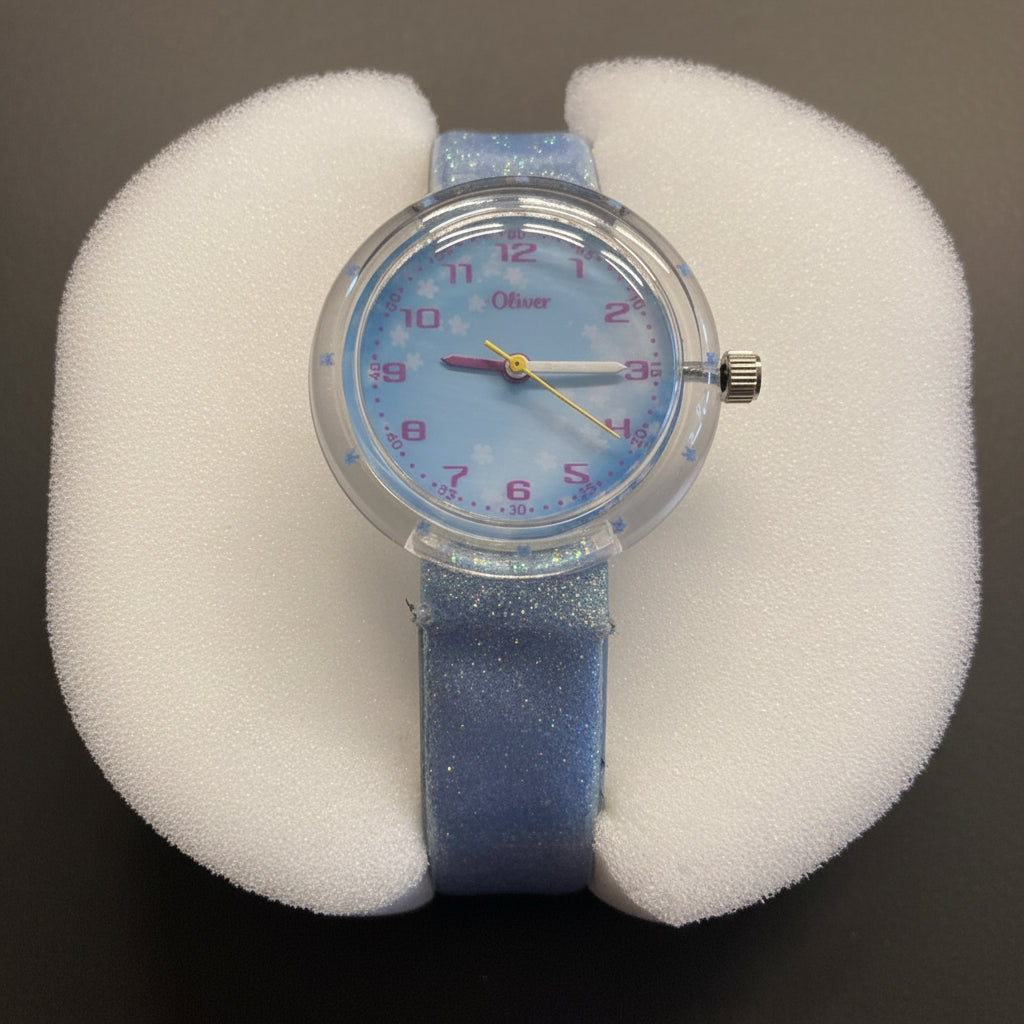 s.Oliver Kinderuhr 2037720 – blaues Glitzerband