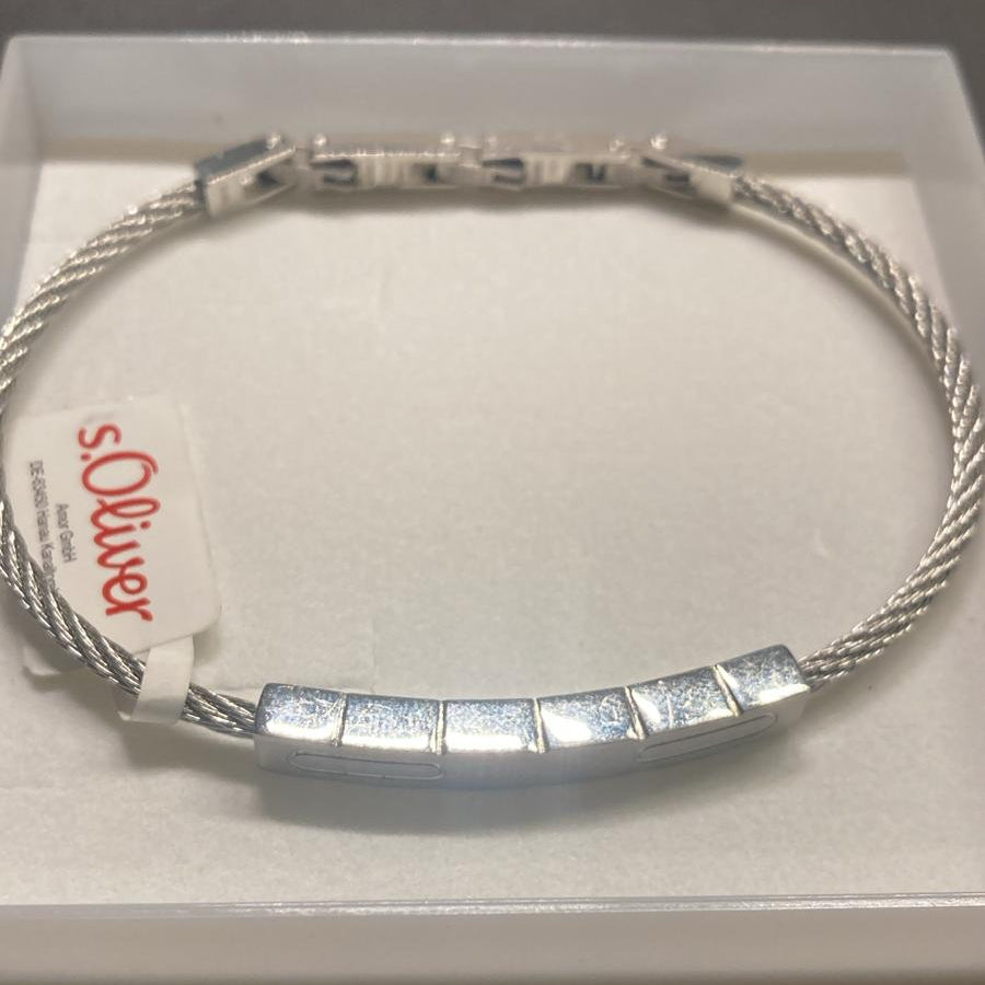 s.Oliver Cable-Armreif silber – gerippte Segmente