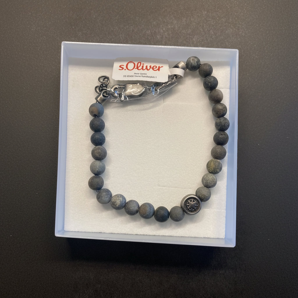 s.Oliver Perlenarmband Naturstein – grau/blau mit Stern