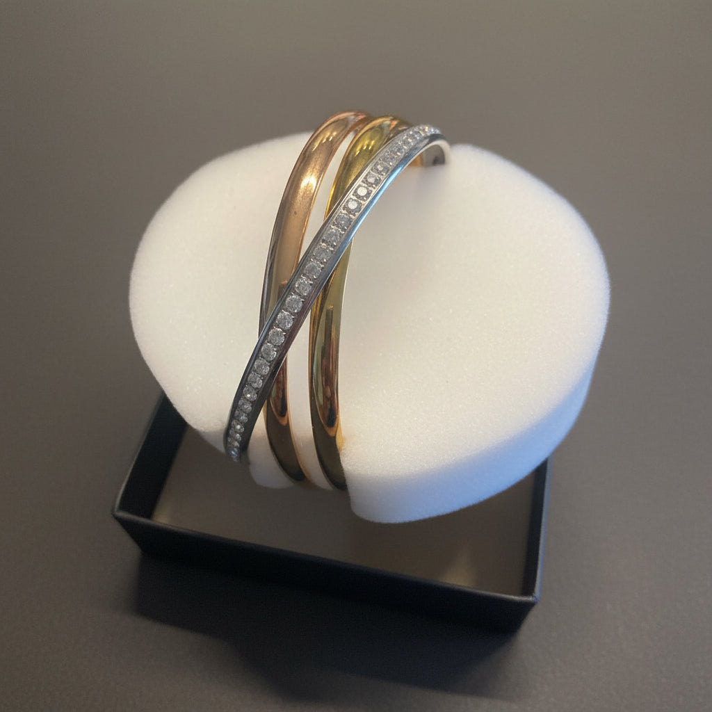 s.Oliver Armreifen-Set tricolor – 3 Bangles mit Zirkonia