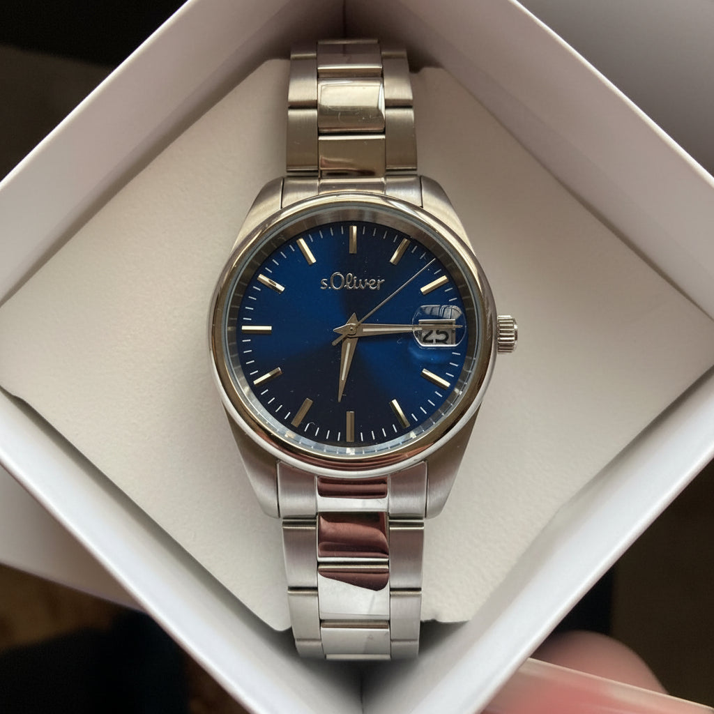 s.Oliver Herrenuhr 2033527 – blaues Zifferblatt, Datum